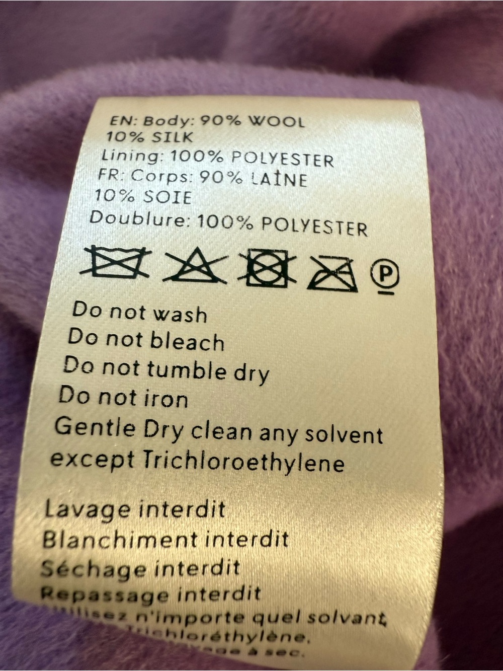Nanushka Alamo Wool Wrap Coat Lavender Lilac Sz XS - Picture 9 of 16